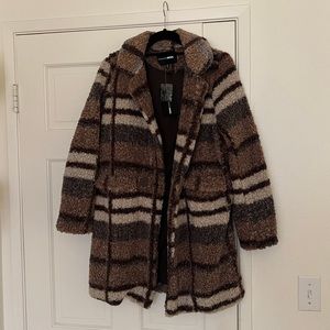 Brown plaid textured coat